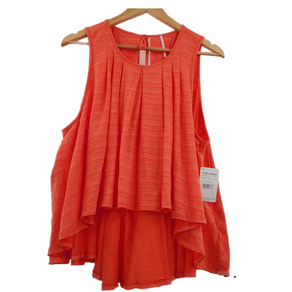 Free People Turn it up Scarlet Ibis Combo Sleeveless High/Low Swing Top Medium